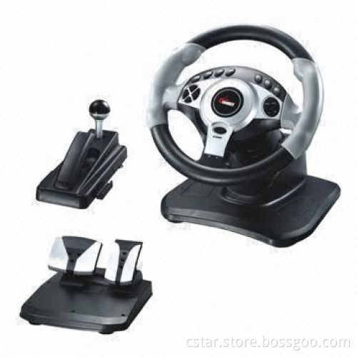 Programmable Vibration Steering Wheel for PlayStation 2/USB, Compatible with Direct X 6.0 or Above